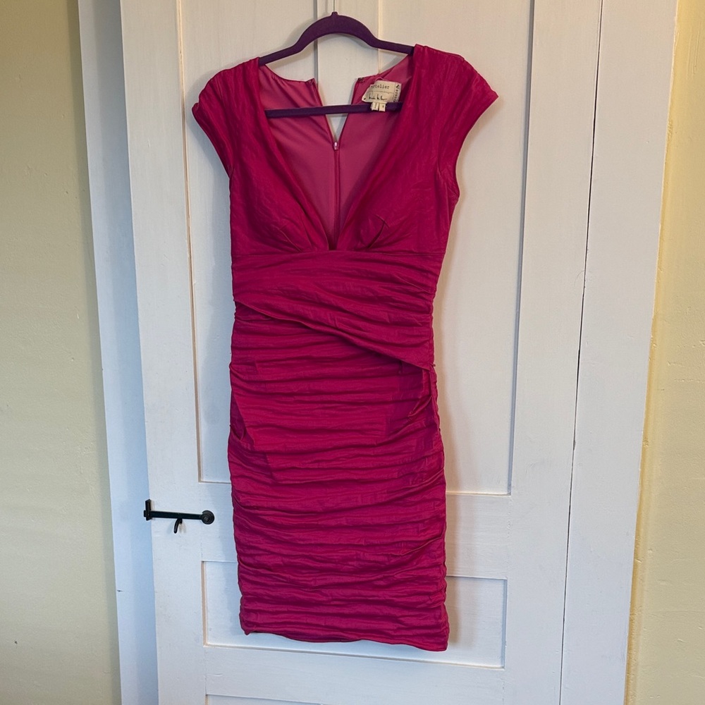 Nicole Miller Pink Ruched Mini Dress